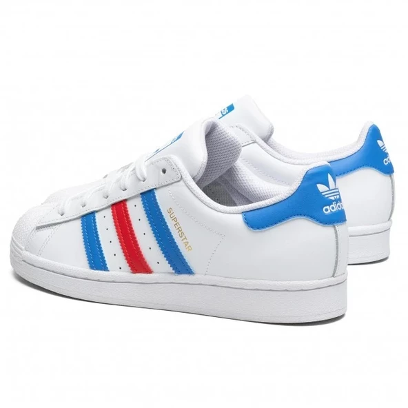 Adidas Superstar White Blue Red - Resim 2