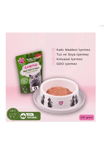 vet advice LeöPöld Premium Pouch Yetişkin Kedi Yaş Mama Sığırlı 100 gr - 2
