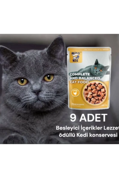vet advice Miss Kis Premium Pouch Tavuklu Yetişkin Kedi Konservesi 100 gr - Resim 3