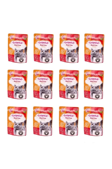 vet advice LeöPöld Premium Pouch Yetişkin Kedi Kuzulu Yaş Mama 12 Adet - Resim 2