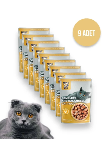 vet advice Miss Kis Premium Pouch Tavuklu Kedi Konservesi 9 ADET 100 gram ürün görseli 1