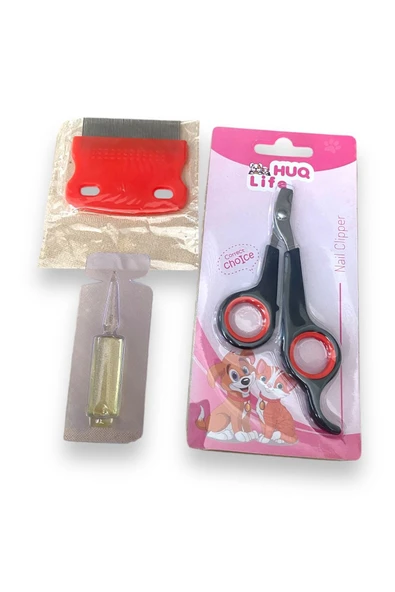 KorPet Kedi Köpek dış kaşıntı damla tırnak makası Bit Tarağı Yavru bakım Seti ürün görseli 1