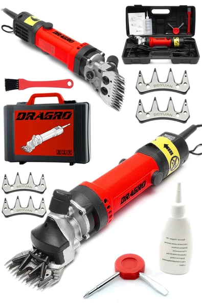 Dragro Alman 4200 W Devir Ayarli Bakir Sargili Çelik Şanzuman Koyun Keçi Kirkma Makinesi 4 Üst Bıçak