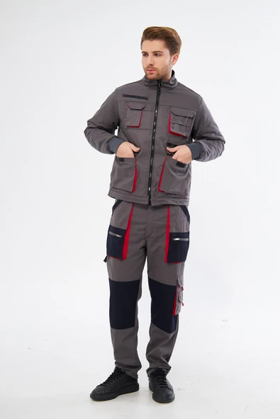 Orange Safety Gri Harman Karışımı Ceket Pantolon - Resim 6