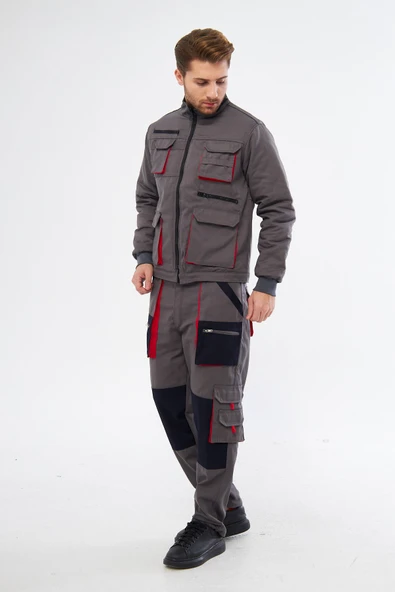 Orange Safety Gri Harman Karışımı Ceket Pantolon - Resim 7