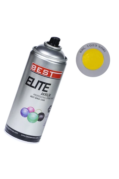 Best Elite Trafik Sarı 1023 Akrilik Hızlı Kuruyan Profesyonel Sprey Boya 400 Ml