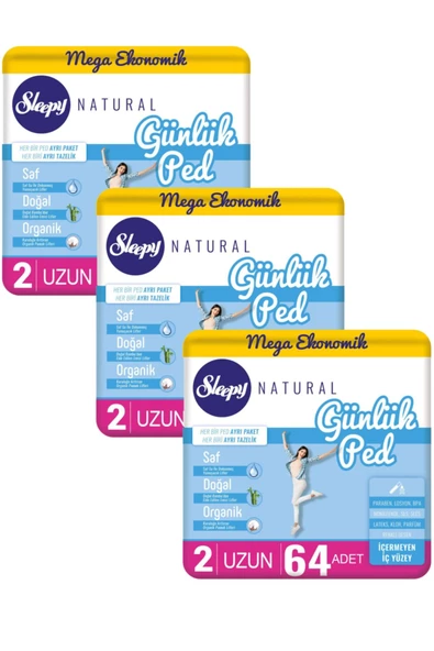 Sleepy Natural Günlük Ped Uzun 64 x 3 Adet 192 Adet ürün görseli 1