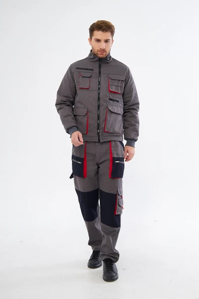 Orange Safety Gri Harman Karışımı Ceket Pantolon - Resim 2