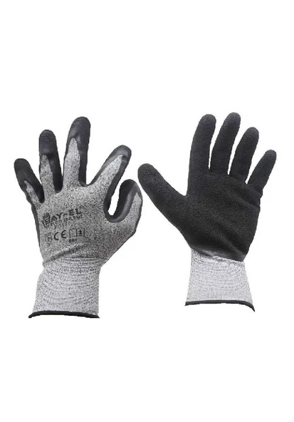 NO:9 BAY-EL EL140-1 GRİ/SİYAH LİKRALI SOFT LATEX KAPLI İŞ ELDİVENİ