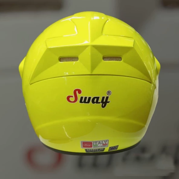 Sway 707 Açık Yarı Camlı Elektrikli Bisiklet Motosiklet Scooter Kaskı XL Beden Sarı - 2
