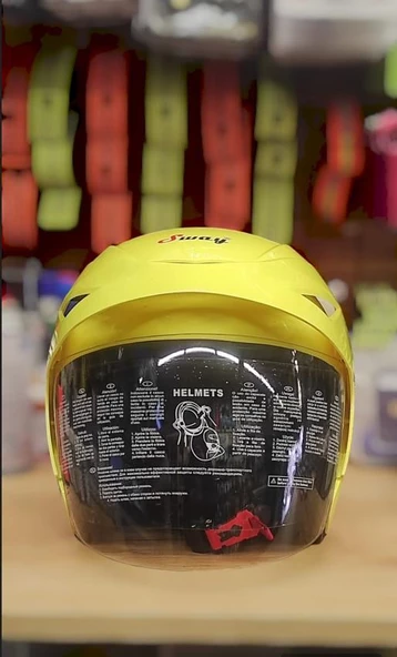 Sway 707 Açık Yarı Camlı Elektrikli Bisiklet Motosiklet Scooter Kaskı M Beden Sarı - 4