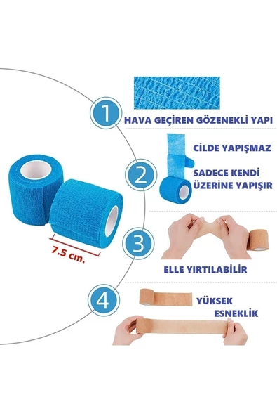 BOLDY Koban Bandajı Kendinden Yapışkanlı Bandaj Coban Bandajı Sargı Bandajı 7.5cmx4.5 M. 1 Adet Ten Rengi - 2
