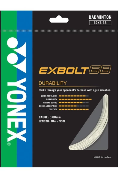 Yonex Exbolt 68 Badminton Kordajı 0.68 mm 10 Metre Beyaz