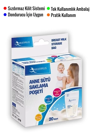 MULTİPLUS Anne Sütü Saklama Poşeti 20 Adet