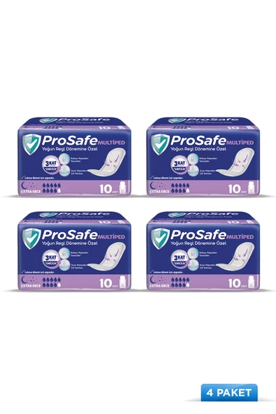 Prosafe Multiped Extra Gece 10'lu x4
