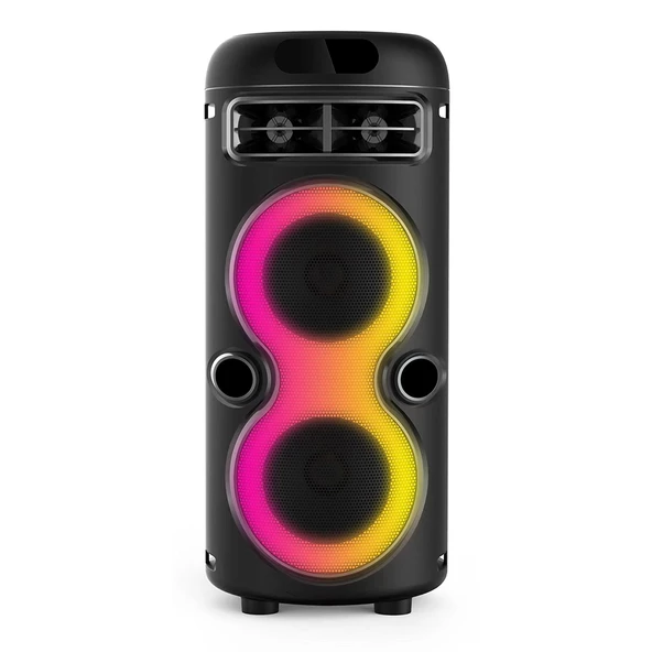 Kablolu Mikrofonlu FM RGB TWS Çift 4inç Taşınabilir Karaoke Bluetooth Hoparlör GD-2402 - 11