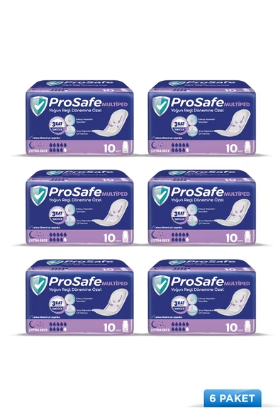 Prosafe Multiped Extra Gece 10'lu x6