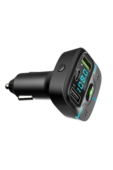 PDAteknoloj F9 Araç Fm Transmitter 5.3 Bluetooth Araç Kiti Usb Type-C Hızlı Şarj Çıkışlı Çakmaklık Girişli - 3