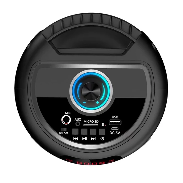Kablolu Mikrofonlu FM RGB TWS Çift 4inç Taşınabilir Karaoke Bluetooth Hoparlör GD-2402 - 3