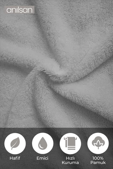 6'lı Gri Havlu Set - 2 Adet El Havlusu 50x90, 2 Adet Banyo Havlusu 70x140, 2 Adet Ayak Havlusu 50x70 - 4