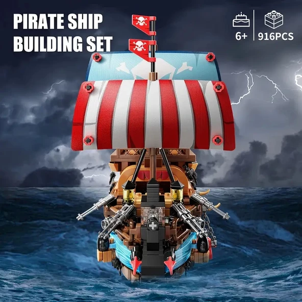 Işıklı Korsan Gemisi Yapı Blokları Seti 916 Parça 6 Yaş Karayip Korsanları Pırates Modeli Kit hediye oyuncak - 5
