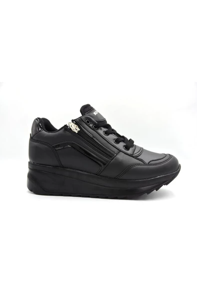 Riwax Bağcıklı Fermuarlı Dolgu Topuklu Hafif Poli Taban Kadın Sneaker - 2