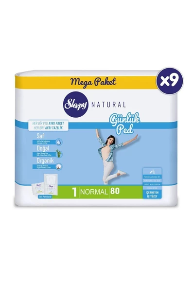 Sleepy Natural Günlük Ped Normal 9 x 80'li ürün görseli 1