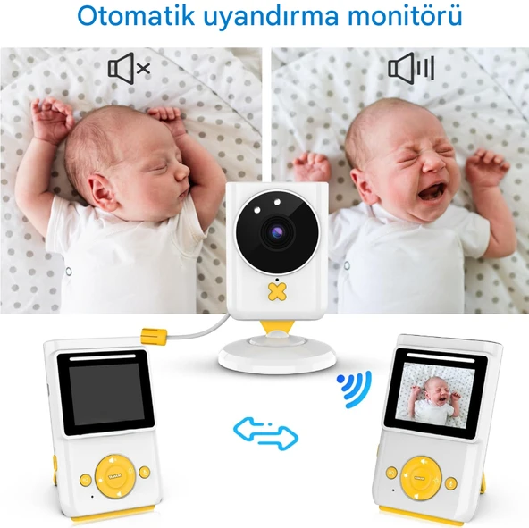 Bebek Monitörü, Kamera ve Sesli, HD Video Bebek Monitörü Ekranlı, Gece Görüşü, Yeni Anneler İçin - 4