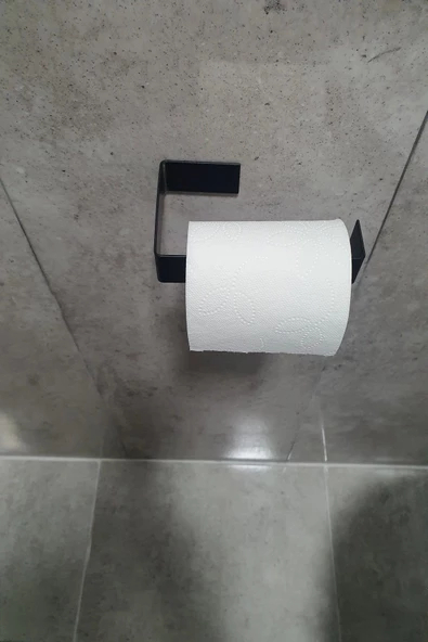 Mat Siyah Tuvalet Kağıdı Tutucu Askısı Wc Kağıtlık Standı  Tuvalet Kağıtlığı Yapışkanlı Vidalı - 2