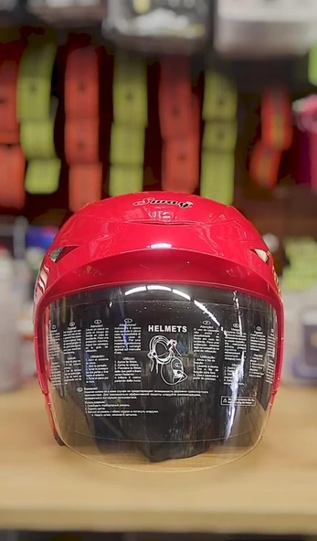 Sway 707 Açık Yarı Camlı Elektrikli Bisiklet Motosiklet Scooter Kaskı XL Beden Kırmızı - 4