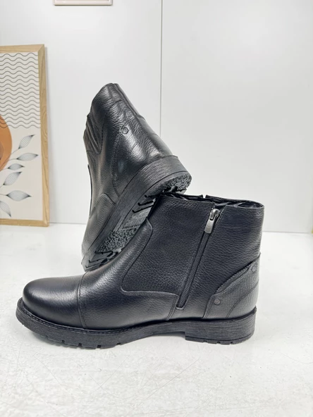 Günlük Erkek Ayakkabı Dışı Hakiki Deri İçi Kürklü Büyük Numara Kaymaz Taban Fermuarlı Kışlık Bot 087 - 6