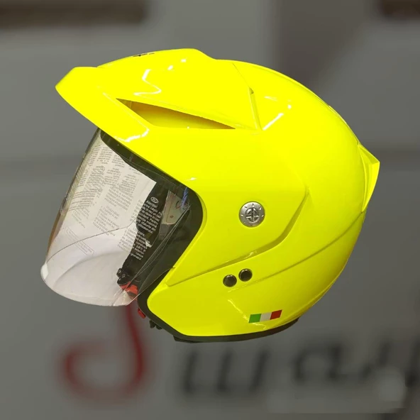 Sway 707 Açık Yarı Camlı Elektrikli Bisiklet Motosiklet Scooter Kaskı S Beden Sarı