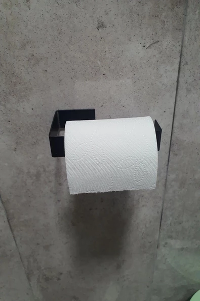 Mat Siyah Tuvalet Kağıdı Tutucu Askısı Wc Kağıtlık Standı  Tuvalet Kağıtlığı Yapışkanlı Vidalı - 3