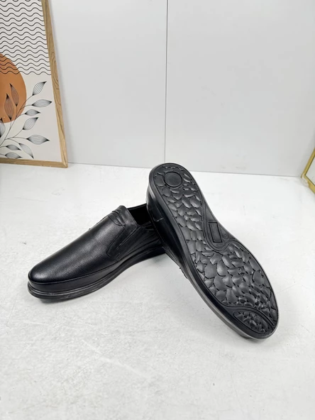 Günlük Siyah Erkek İçi Dışı Hakiki Deri Makosen Bağcıksız Kışlık Casual Ayakkabı 155 - 3