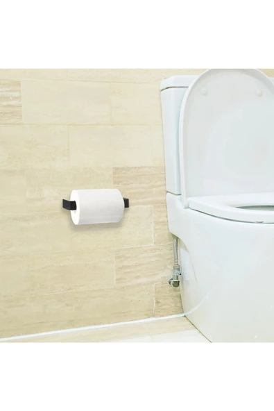 Mat Siyah Tuvalet Kağıdı Tutucu Askısı Wc Kağıtlık Standı  Tuvalet Kağıtlığı Yapışkanlı Vidalı - 4