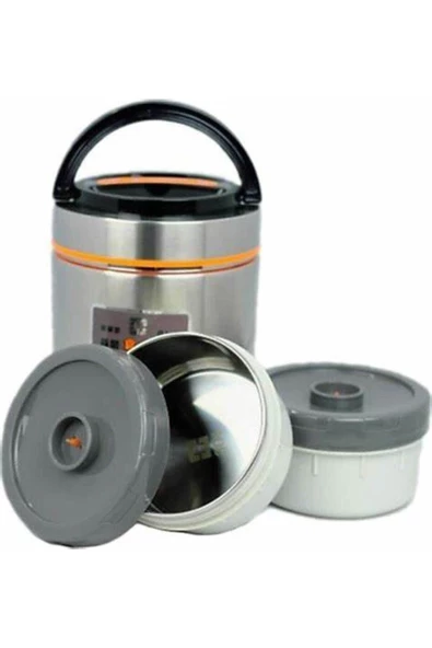 Paslanmaz Çelik Yemek Termos 3 Katlı Sızdırmaz Yemek Termosu Sefer Tası 1,9 Litre - 1