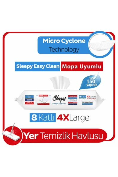 Easy Clean Çamaşır Suyu Katkılı Mopa Uyumlu Yer Temizlik Havlusu 3X50 (150 Yaprak)