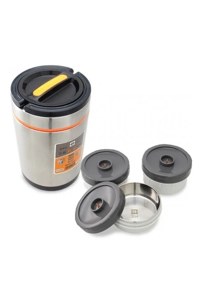 Paslanmaz Çelik Yemek Termos 3 Katlı Sızdırmaz Yemek Termosu Sefer Tası 1,9 Litre - 3