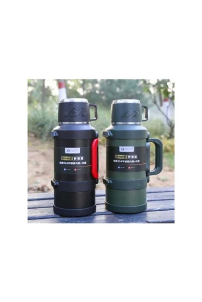 Paslanmaz Çelik 3,2 Litre Termos 48 Saat Sıcak 72 Saat Soğuk Kamp Piknik Seyahatte Kulplu Askılı - 9