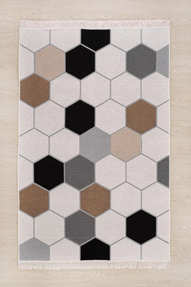MirCotton Çift Taraflı Pamuklu Modern Desenli Dokuma Kilim Makinede Yıkanabilir - 2