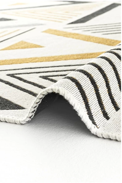 MCN Tekstil Yıkanabilir Çift Taraflı Modern Desenli Dokuma Kilim 'ÜÇGEN' - 5