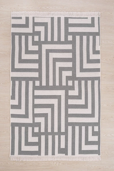 MirCotton Çift Taraflı Pamuklu Modern Desenli Dokuma Kilim Makinede Yıkanabilir - 3
