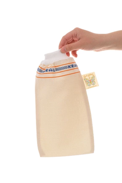 Kelebek Kese Kral Kese EKRU Banyo Duş Peeling Eldiveni %100 Floş Ipek - 2