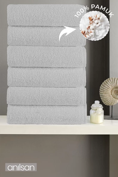 6'lı Gri Banyo Havlusu - 70x140 Cm, 490 Gr, %100pamuk, Spa Ve Otel Havlusu, Günlük Kullanıma Uygun - 2
