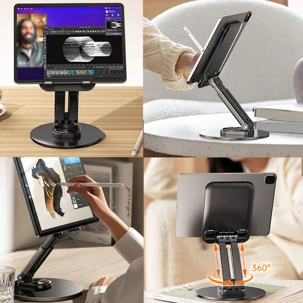 PMR Masa Üstü Metal Tablet Tutucu - 360° Dönebilen Başlık - 3