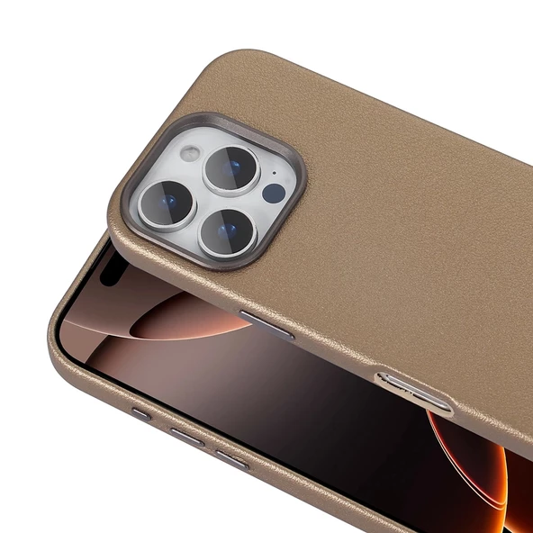 Apple iPhone 16 Pro Kılıf Magsafe Şarj Özellikli PU Deri Redclick Adora Kapak - Resim 7