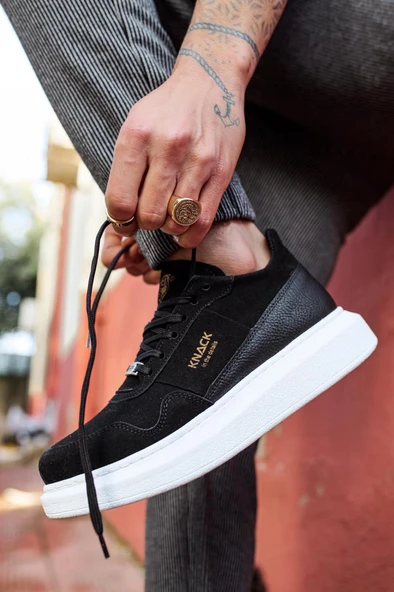 Pabucmarketi Erkek Günlük Ayakkabı Kalın Hafif Taban Süet Siyah (Beyaz Taban) - 5