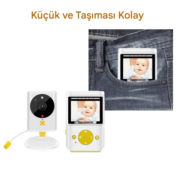 QASUL Akıllı Çocuklar Video Monitörü İki Yönlü Konuşma Sıcaklık İzleme  Bebek Dadı Güvenlik Kamerası - 4