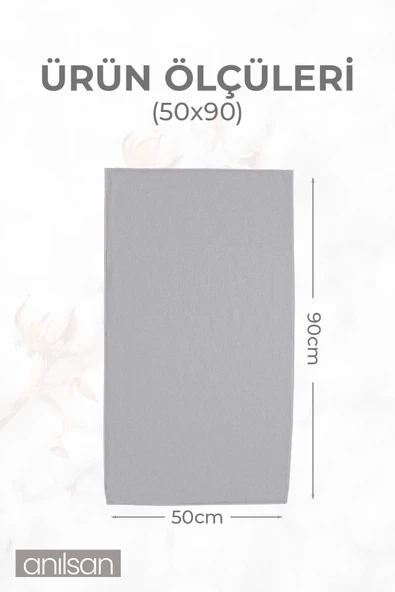 6'lı Gri El Havlusu - 50x90 Cm, 225 Gr, %100 Pamuk, Spa Ve Otel Havlusu - 2