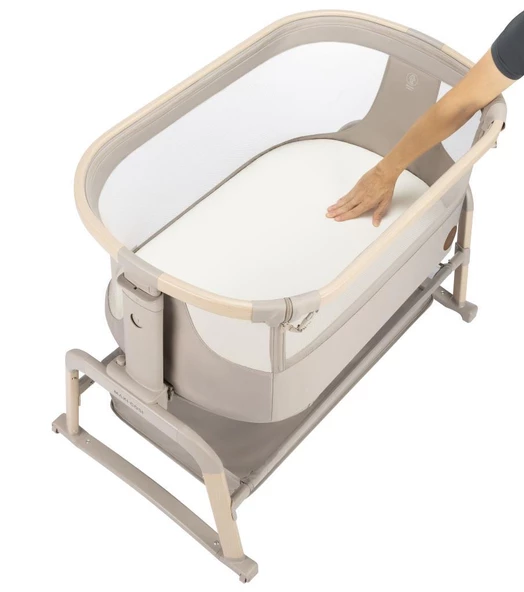 Maxi-Cosi Iora Air Sallanabilen Ahşap Görünümlü Anne Yanı Beşik Beige Eco - 8